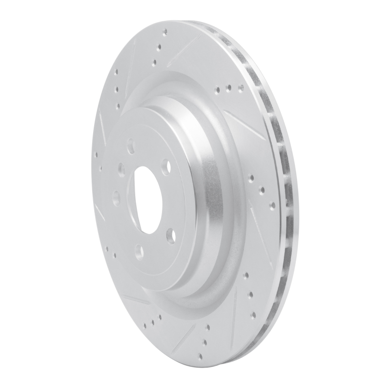 Mercedes-Benz GL450 Brake Rotor (1) - Rear Left - R1 Concepts - Drilled & Slotted - Silver - `13-`19